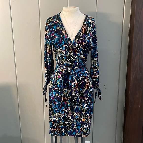 Nicole Miller Colorful 60's Groovy Print  Dress Women's Large - Picture 1 of 6